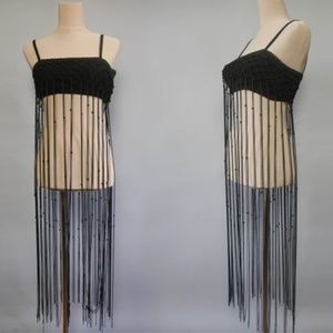 SOLD: Vintage 1970s Hippie Long Fringe Crop wBeads